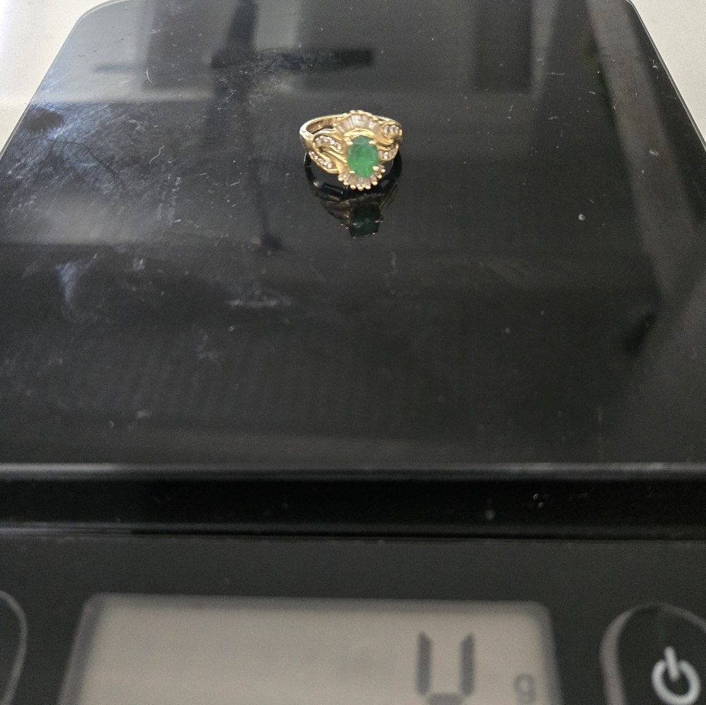 14k Emerald and Diamond Ring